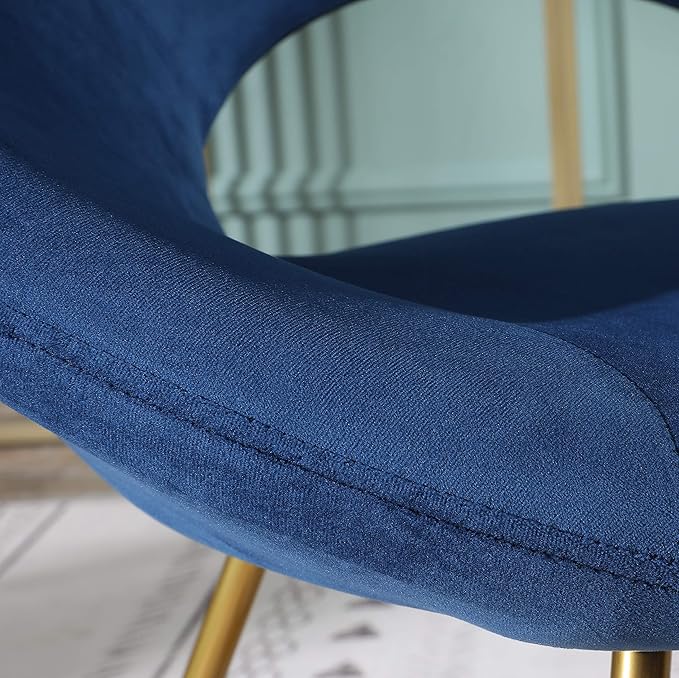 Roundhill Furniture Slatina Silky Velvet Upholstered Accent Chair with Gold Tone Finished Base, Blue