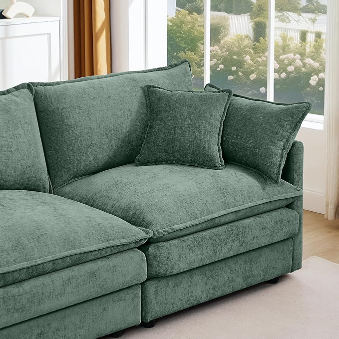 Eafurn Oversized Reversible Modular Sectional Sofa with Movable Ottoman, 4 Seater Convertible L Shaped Corner Couch Modern Chenille Sofa Set w/Double Layers Seat Cushions for Living Room Apartment | Deep Seat, Easy Assembly, 2-layer Cushions, DIY Combi...