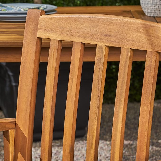 Great Deal Furniture Phoenix Acacia Patio Dining Chairs, Acacia Wood with Outdoor Cushions, Brown Patina and Cream (Set of 2), (307161)