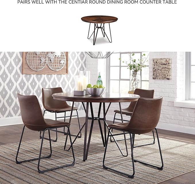 Signature Design by Ashley Mid Century Centiar 18.75" Dining Bucket Chair, 2 Count, Black and Brown