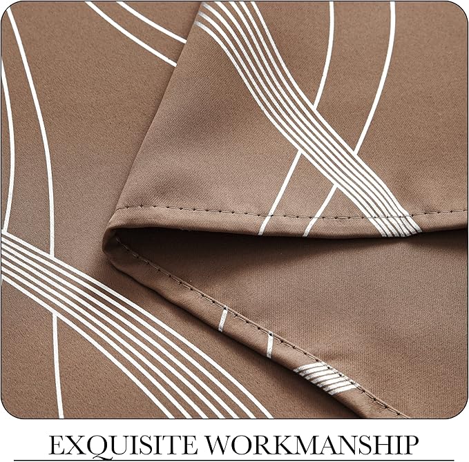 NICETOWN Blackout Curtains Panels for Bedroom - Microfiber Noise Reducing Thermal Insulated Wave Line Foil Print Design Drapes for Patio Sliding Glass Door (Cappuccino, 2 Panels, 52 x 72 Inch)