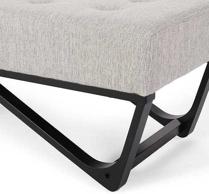Ball & Cast Modern Tufted Upholstered Entryway Bench Ottoman, 47.5" Padded Bed of End Stool Seating with Faux Wooden Frame, for Living Room Bedroom Kitchen, Grey