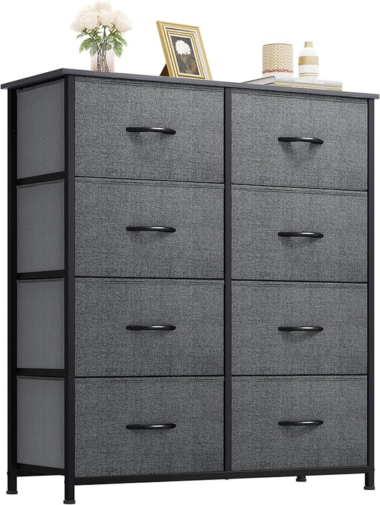 YITAHOME Dresser for Bedroom, Tall Dresser with 8 Drawers, Storage Tower with Fabric Bins, Chest of Drawers for Closet & Living Room