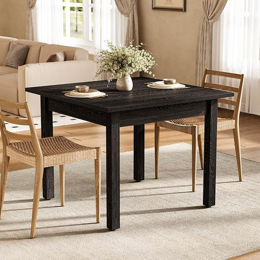 LITTLE TREE 39 Inches Square Dining Table for 4 People, Black Wooden Kitchen Table Small Dinner Table, Modern Dining Room Tables for Living Room, Kitchen