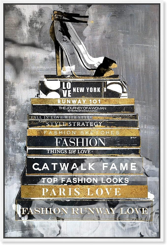 The Oliver Gal Artist Co. Fashion and Glam Wall Art Framed Canvas Prints 'Fashion Thoughts Noir Classic' Shoes