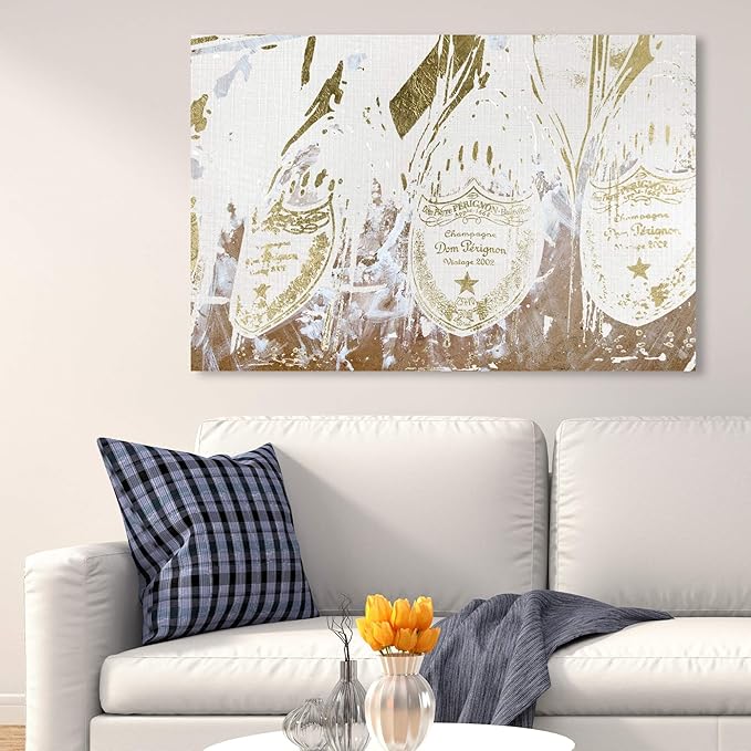 The Oliver Gal Artist Co. Drinks and Spirits Wall Art Canvas Prints 'Champagne Showers' Home Décor, 45 in x 30
