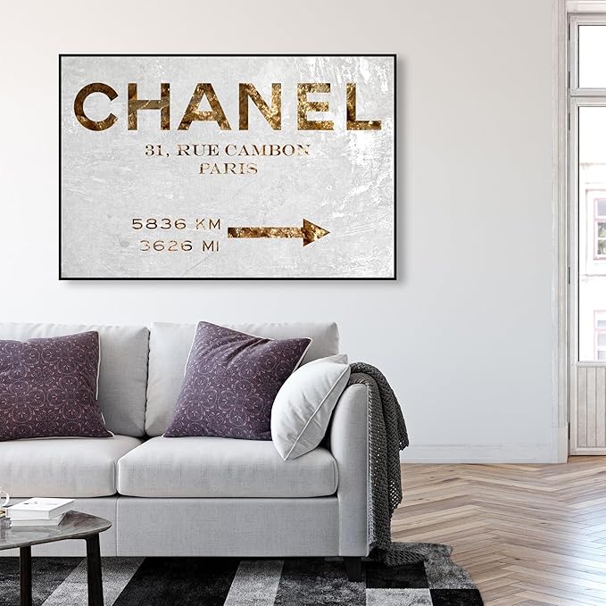 The Oliver Gal Artist Co. Contemporary 36 in x 54 in Paris Couture Luxury Framed Canvas Wall Art Bedroom Gold