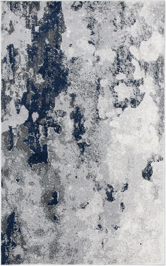 SAFAVIEH Adirondack Collection Area Rug - 6' x 9', Navy & Grey, Modern Abstract Design, Non-Shedding & Easy Care, Ideal for High Traffic Areas in Living Room, Bedroom (ADR134N)