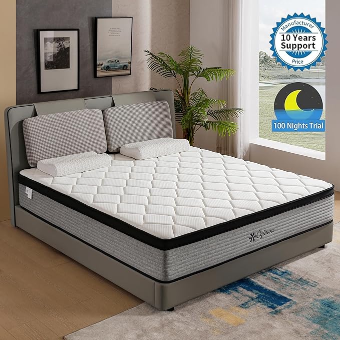 Twin Mattress | 10 Inch Twin Size Hybrid Mattresses in a Box | Medium Firm Memory Foam and Individual Pocket Springs | Fiberglass Free Bed Mattres | Breathable | CertiPUR-US