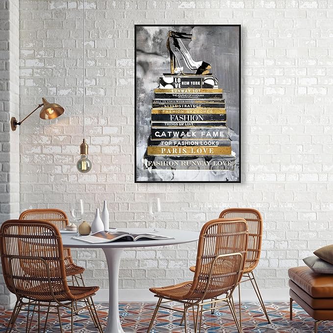 The Oliver Gal Artist Co. Fashion and Glam Wall Art Framed Canvas Prints 'Fashion Thoughts Noir Classic' Shoes