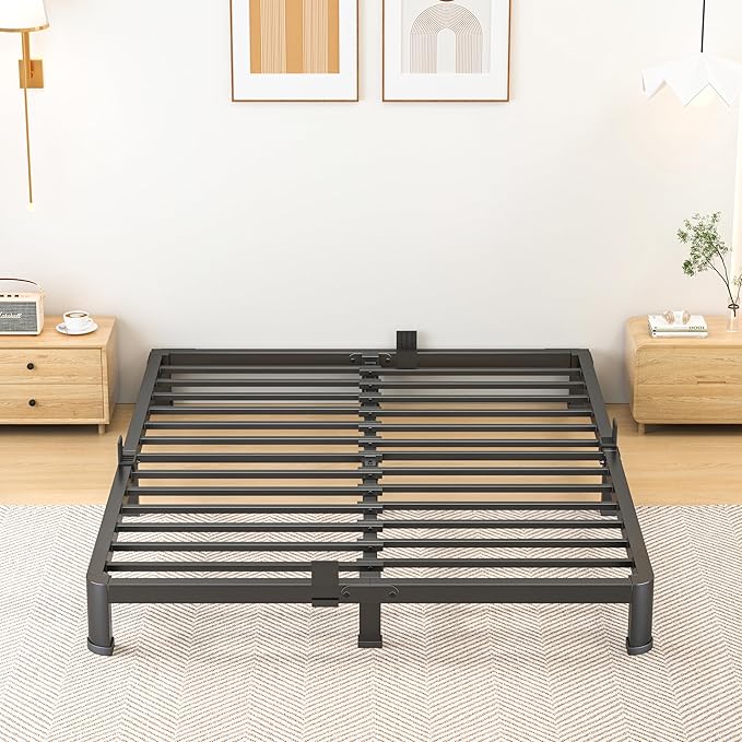 7 Inch King Bed Frame, Metal Platform Bed Frame with Round Corner Legs, 3500 lbs Heavy Duty Steel Slats Support, No Box Spring Needed, Noise Free, Easy Assembly, Black