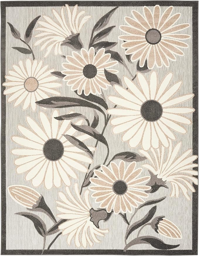 Nourison Home Aloha Beige 3'6" x 5'6" Area Rug - Easy Clean, Non Shedding, Bed Room, Living Room, Dining Room, Kitchen (4' x 6')