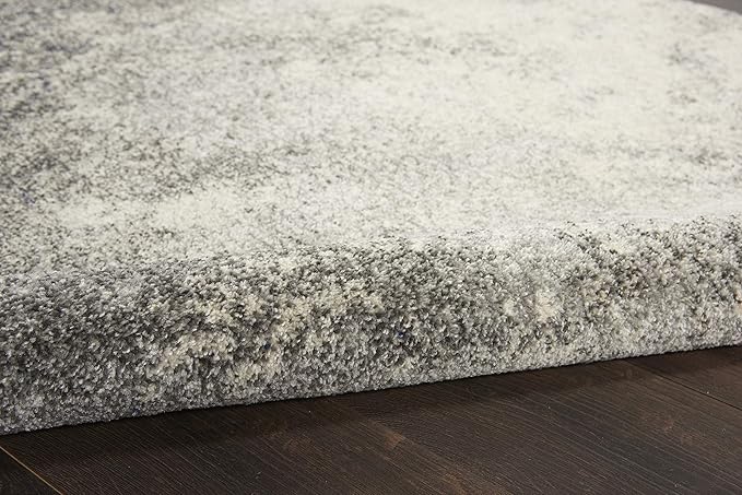 Nourison Home Passion Charcoal/Ivory 5'3'' x Round Area-Rug, Modern, Abstract, Easy-Cleaning, Non Shedding, Bed Room, Living Room, Dining Room, Kitchen, (5' Round)