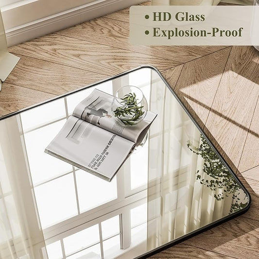 BEAUTYPEAK Black Full Length Mirror, 76"x34" Rounded Corner Floor Mirror Standing Hanging or Leaning Against Wall, Suitable for Bedroom or Dressing Room