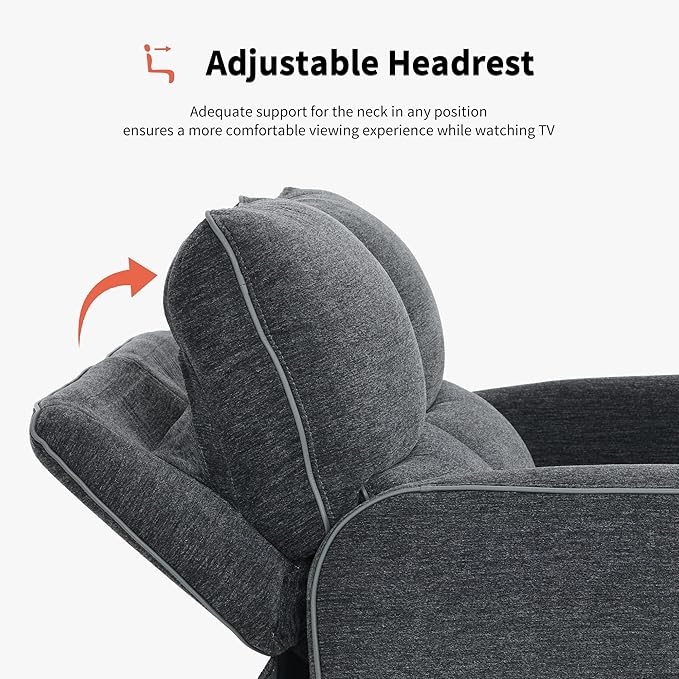 MCombo 60" Wall Hugger Power Loveseat Recliner Sofa with Adjustable Headrest, RV Reclining Loveseat with USB and Type C Charge Ports for Living Room 6924 (Dark Grey, Loveseat)