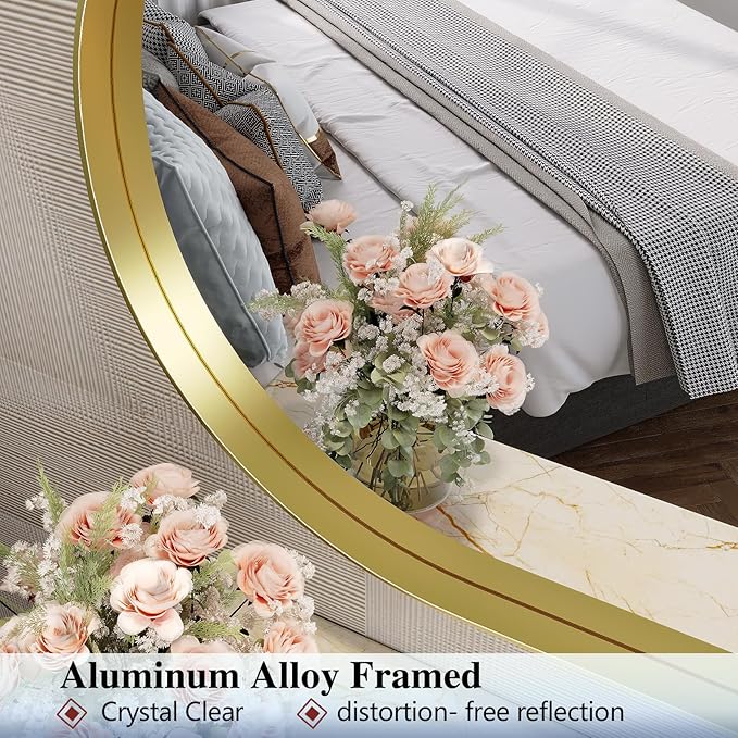Oval Mirror, 26"×38" Gold Oval Bathroom Mirror for Bathroom, Gold Vanity Mirror for Wall, Entryway, Living Room, Wall Mount Mirrors Hangs Vertical or Horizontal