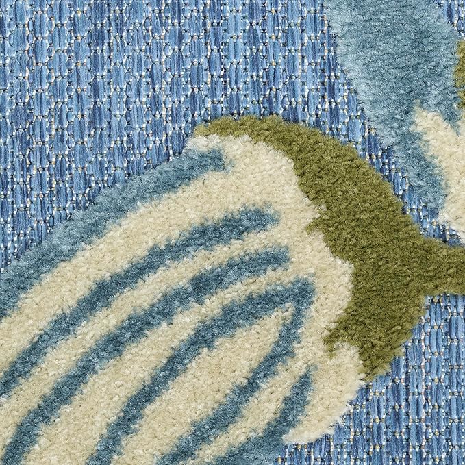 Nourison Home Aloha Blue Sage 3'6" x 5'6" Area Rug - Easy Clean, Non Shedding, Bed Room, Living Room, Dining Room, Kitchen (4' x 6')