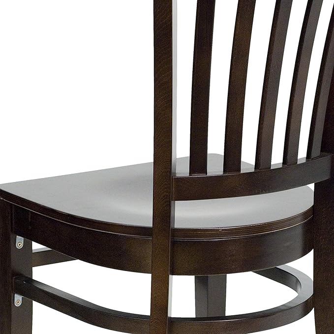 Flash Furniture HERCULES Series Vertical Slat Back Walnut Wood Restaurant Chair