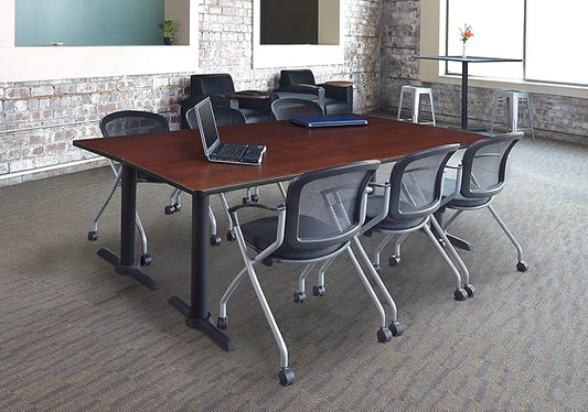 Regency Cain 84 x 24 in. Steel T-Base Training Seminar Table- Cherry