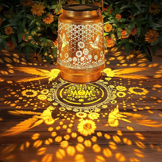 Hummingbird Solar Lanterns Outdoor Garden Decor, Gifts for Women Mom Grandma Birthday, Hanging Metal Solar Lights Waterproof LED Decoration with Shepherd Hook Outside for Yard Patio Lawn Porch