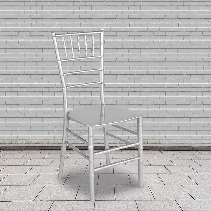 Flash Furniture 2 Pack HERCULES Series Silver Resin Stacking Chiavari Chair