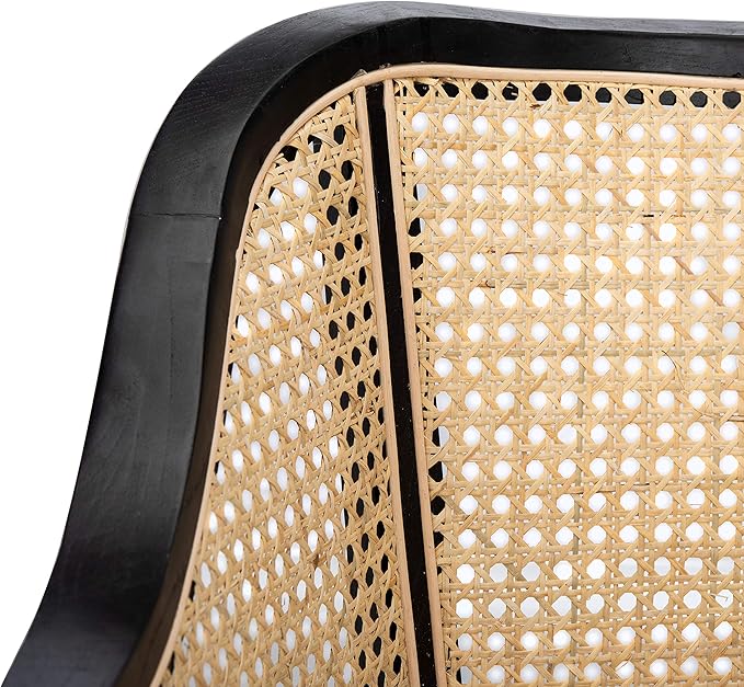 SAFAVIEH Home Collection - Maika Black & Natural Brown Solid Wood & Cane Rattan Dining Chair, Fully Assembled (DCH9500D)