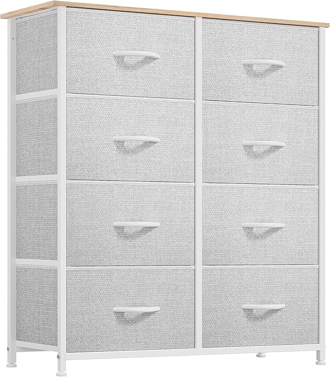 DWVO Dresser for Bedroom, Fabric Tower with 8 Drawers, Black Dresser & Chest of Drawers for Closet, Living Room