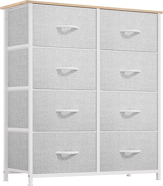 DWVO Dresser for Bedroom, Fabric Tower with 8 Drawers, Black Dresser & Chest of Drawers for Closet, Living Room
