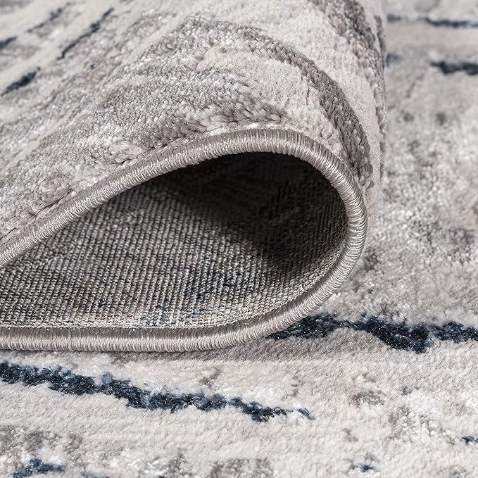 JONATHAN Y Slant Abstract Gray/Blue Indoor Area Rug 4X6 ft, Modern for Living Room, Bedroom, Kitchen, Office, Easy-Cleaning, High Traffic, Pet-Friendly, Non-Shedding SOR201B-4