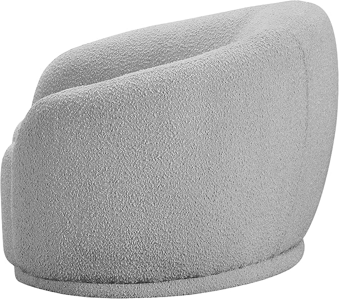 Meridian Furniture 693Grey-C Hyde Collection Modern | Contemporary Boucle Fabric Upholstered Accent Chair with Rounded Back, Grey, 42" W x 38" D x 27.5" H