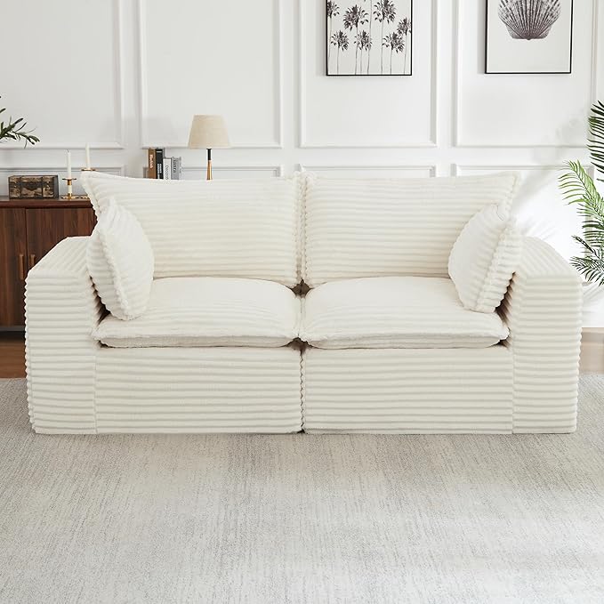 78.8" Cloud Loveseat Boneless Sofas for Living Room, 2 Seaters Modular Foam Cloud Sofa Couches, 2 Seat Compression Foam Couch with Headrests, No Assembly Required
