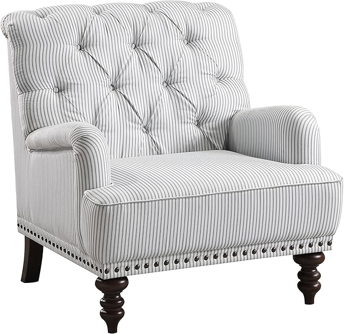 Lexicon Elwell Fabric Accent Chair, Gray/White