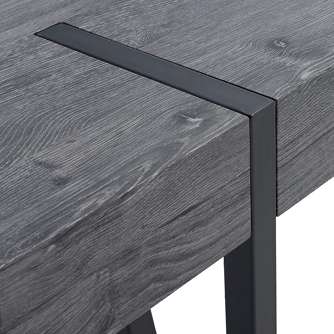 SAFAVIEH Home Collection Alyssa Mid-Century Rustic Industrial Dining Room Table DTB7000B, Black Oak/Black Legs