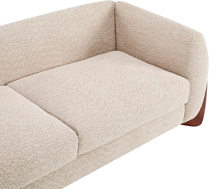 Christopher Knight Home Almad 2 Pieces Sofa Couch Set, Cozy 3-Seater Sofa and Loveseat for Living Room, Upholstered Couch Chair, Soft Seating Lounge Sofa with Wood Frame, Boucle Fabric, Almond