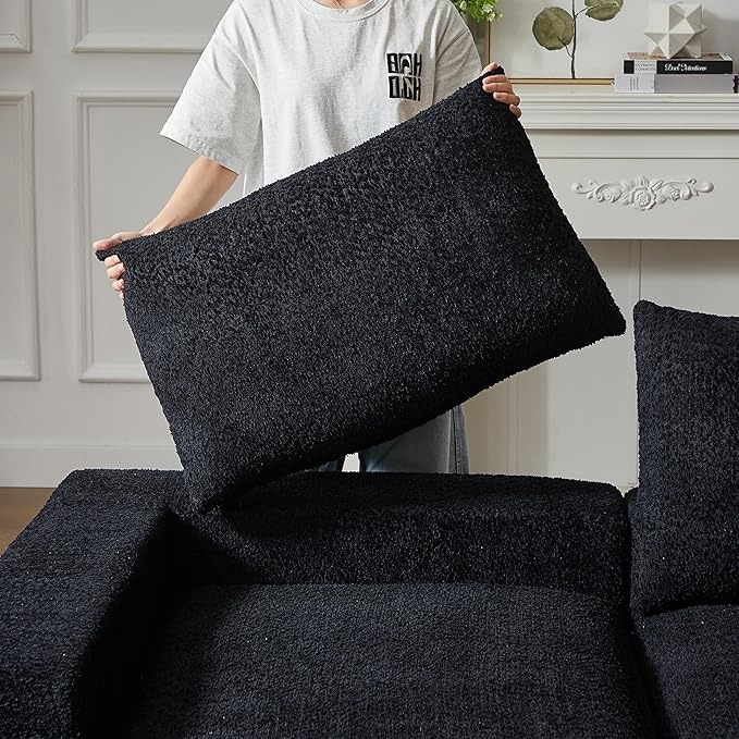 Boneless Sectional Sofa Couches with Chaise Lounge, Comfy Upholstered Compressed Cloud Sectional Sofa Floor Couch for Living Room Apartment,Deep Seat Sofa & Couches | Deep Seat, Wider Armrest, Free Combination