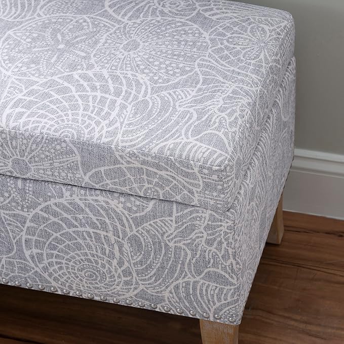 Linon Stone Upholstered Storage Stephanie Ottoman