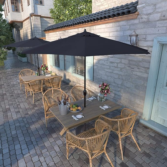 California Umbrella 9' Rd Sunbrella Aluminum Patio Umbrella, Crank Lift, Auto Tilt, Bronze Pole, Spectrum Indigo Fabric