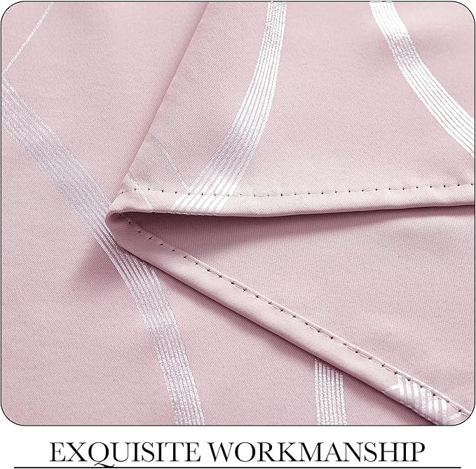 NICETOWN Pink Blackout Curtains Panels for Bedroom, Noise Reducing Thermal Insulated Wave Line Foil Print Design Blackout Curtains for Patio Sliding Glass Door (Lavender Pink, 2 Panels, 52 x 84 Inch)