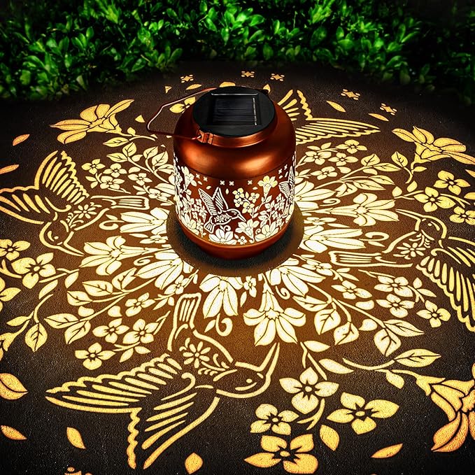Mothers Day Gifts Hummingbird Solar Lanterns Garden Decor Birthday Gifts for Women Mom Grandma Hanging Solar Lights Outdoor Waterproof Decoration for Outside LED Lanterns for Yard Patio Lawn