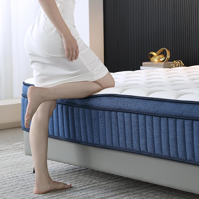 California King Mattress, 12 Inch Cal King Size Mattress in a Box, Medium Firm Pocket Spring and Gel Memory Foam for Superior Comfort, Pressure Relief, Strong Edge Support