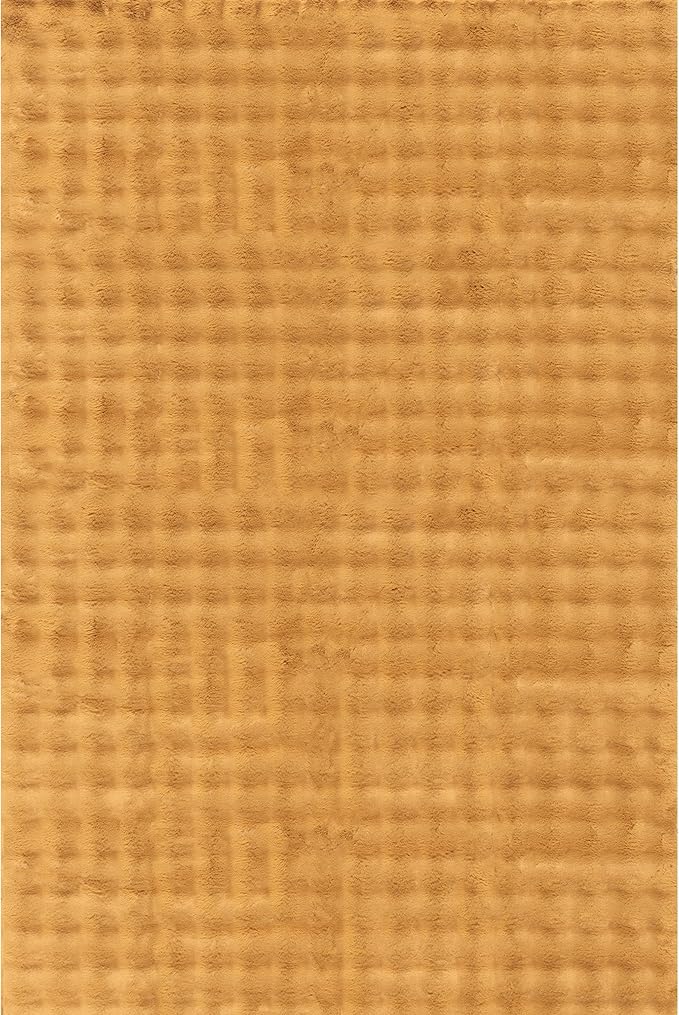 Nuloom Jeni Gold, 2'6" x 8', Solid Faux Rabbit, Fluffy and Cozy, High Traffic, Stain Resistant, Easy Clean, Durable Washable Runner for Bedroom, Living Room, Dining, Den, Foyer, Entryway