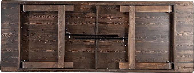 Flash Furniture Hercules Commercial Grade Farmhouse Dining Table | Solid Pine Foldable Table for 10 in Antique Rustic Mahogany | Rustic Charm for Home and Events