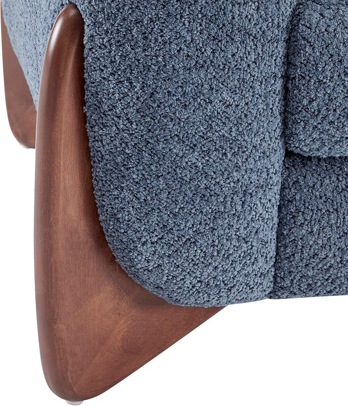 Christopher Knight Home Alma 63" Boucle Loveseat with Wood Legs, 2 Seater Sofa Couches for Living Room, Upholstered Couch Chair, Soft Seating Lounge Sofa Chair, Cozy Loveseat with Armrest, Navy Blue