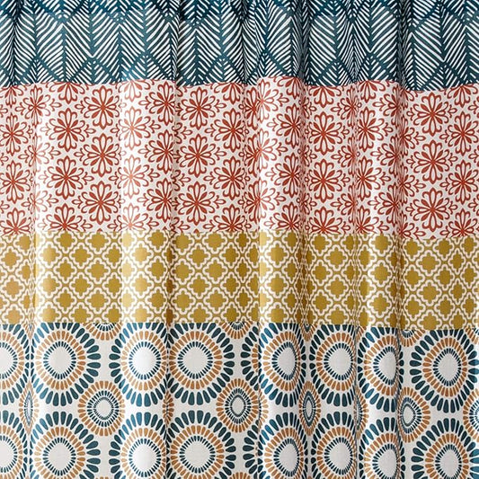 Lush Decor Bohemian Stripe Curtains, 52x84, Turquoise/Orange (Pack of 4)