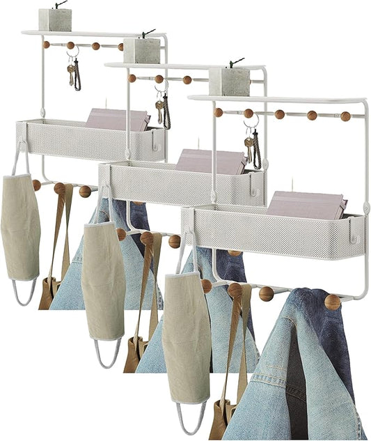 Umbra Estique Entryway Organizer with Hooks and Shelves, W/Shelf, White (Pack of 3)