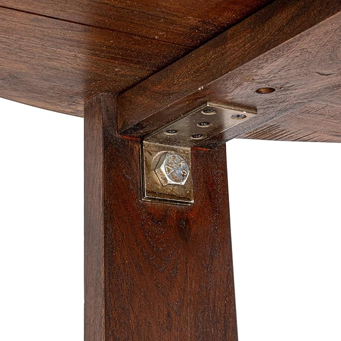 Creative Co-Op Elegant Acacia Trestle Round Coffee Table, Walnut
