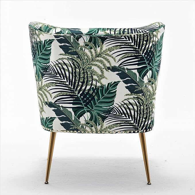 Thia Armless Accent Chair for Living Room, Elegant Seat with Nailhead Trim, Gold Metal Legs and Comfortable Curved Back, 28" D x 25" W x 29.5" H, 01 Floral Print