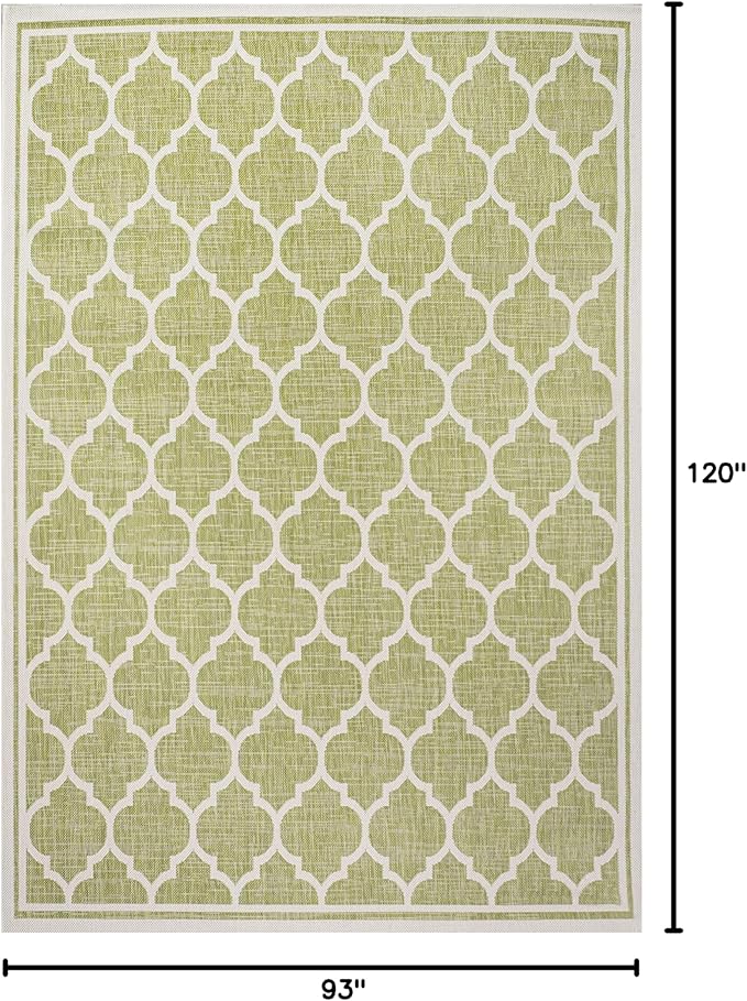 JONATHAN Y Moroccan Trellis Indoor Outdoor Area Rug 8X10 Green/Cream, Trebol Textured Weave for Backyard, Patio, Porch, Easy-Cleaning, High Traffic, Pet-Friendly, Non-Shedding (SMB109G-8)
