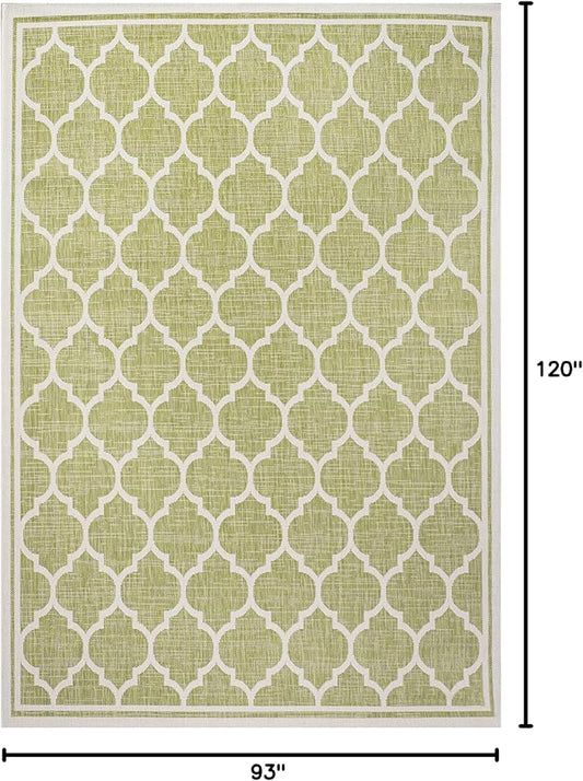 JONATHAN Y Moroccan Trellis Indoor Outdoor Area Rug 8X10 Green/Cream, Trebol Textured Weave for Backyard, Patio, Porch, Easy-Cleaning, High Traffic, Pet-Friendly, Non-Shedding (SMB109G-8)