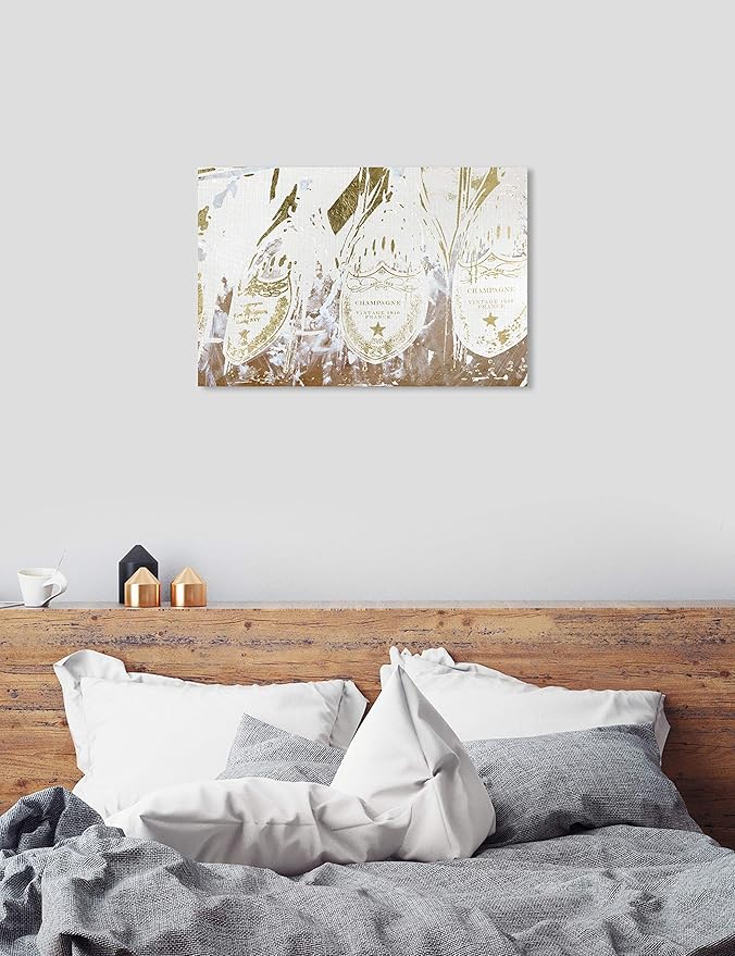 The Oliver Gal Artist Co. Drinks and Spirits Wall Art Canvas Prints 'Vintage Champagne Home Décor, 45" x 30", Gold, White